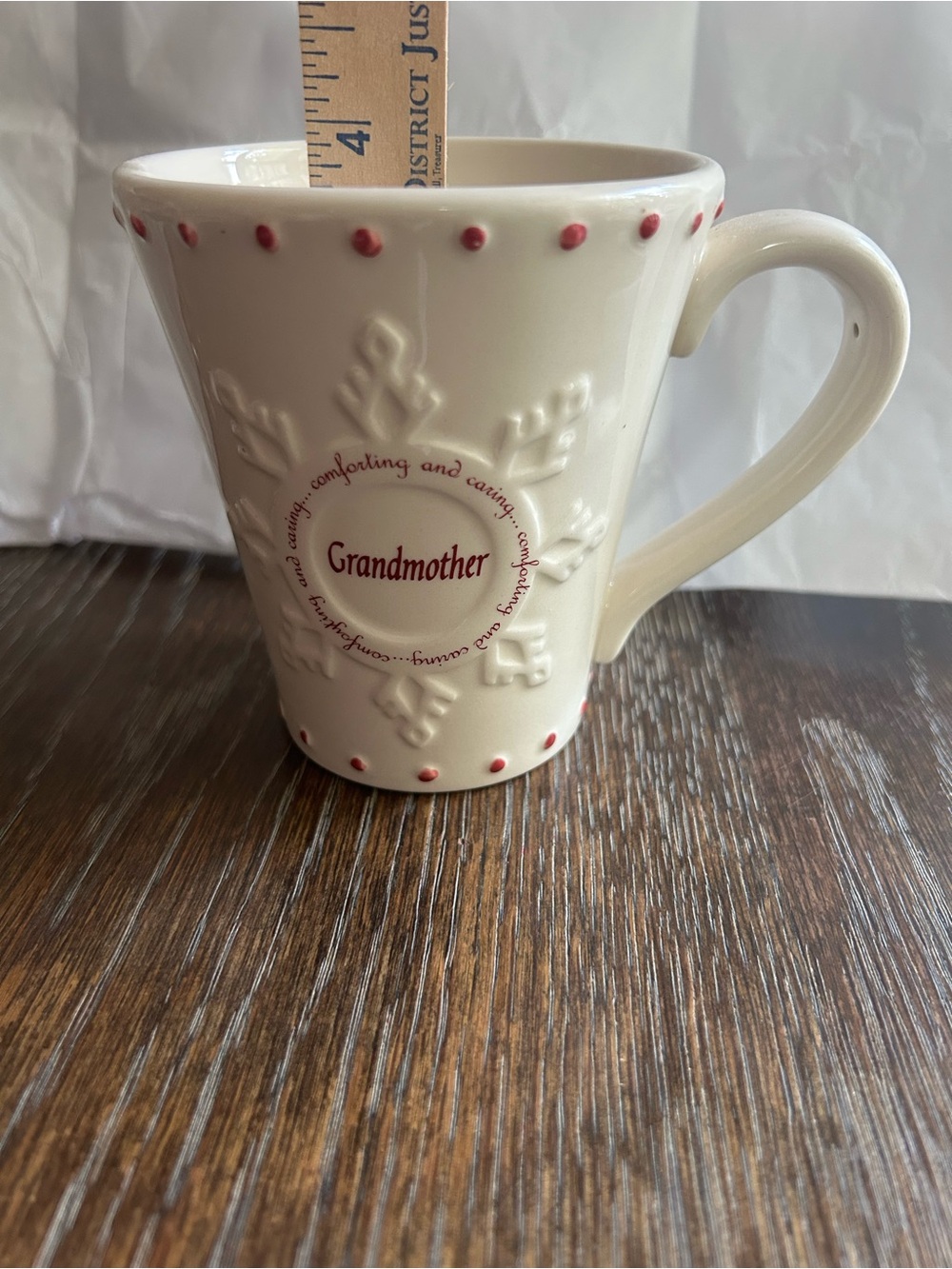 Russ Ivory 'Grandmother' Ceramic Mug with Red Accents - Picture 3 of 9
